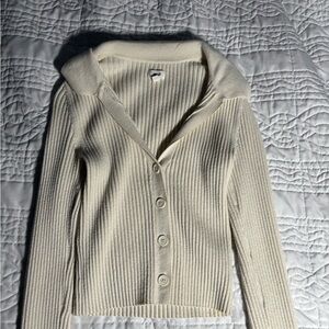 Aerie Cream Ribbed Cardigan